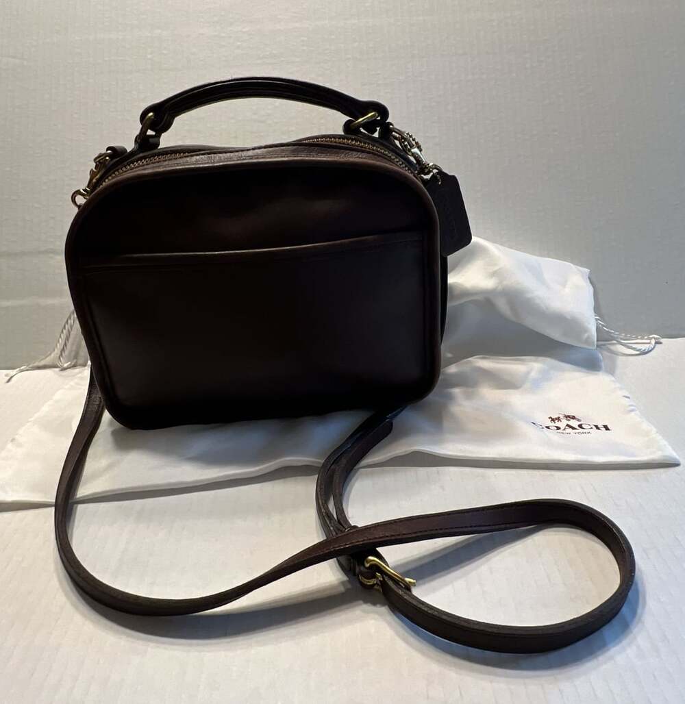 Vintage Coach Lunchbox Crossbody Bag Brown Leather 9991